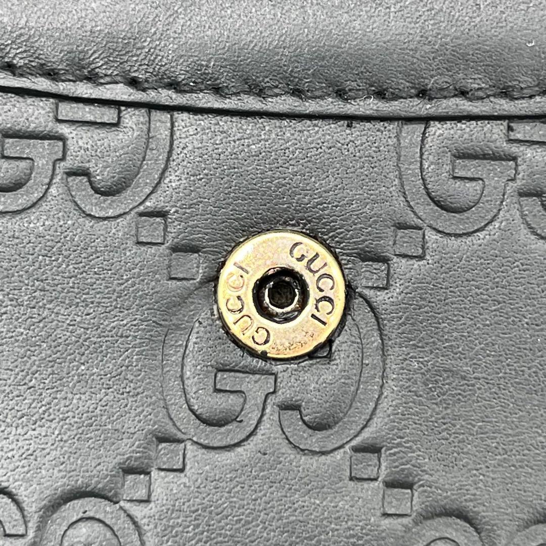 【美品】GUCCI 長財布　二つ折り　グッチシマ　レザー　ブラック　プレート