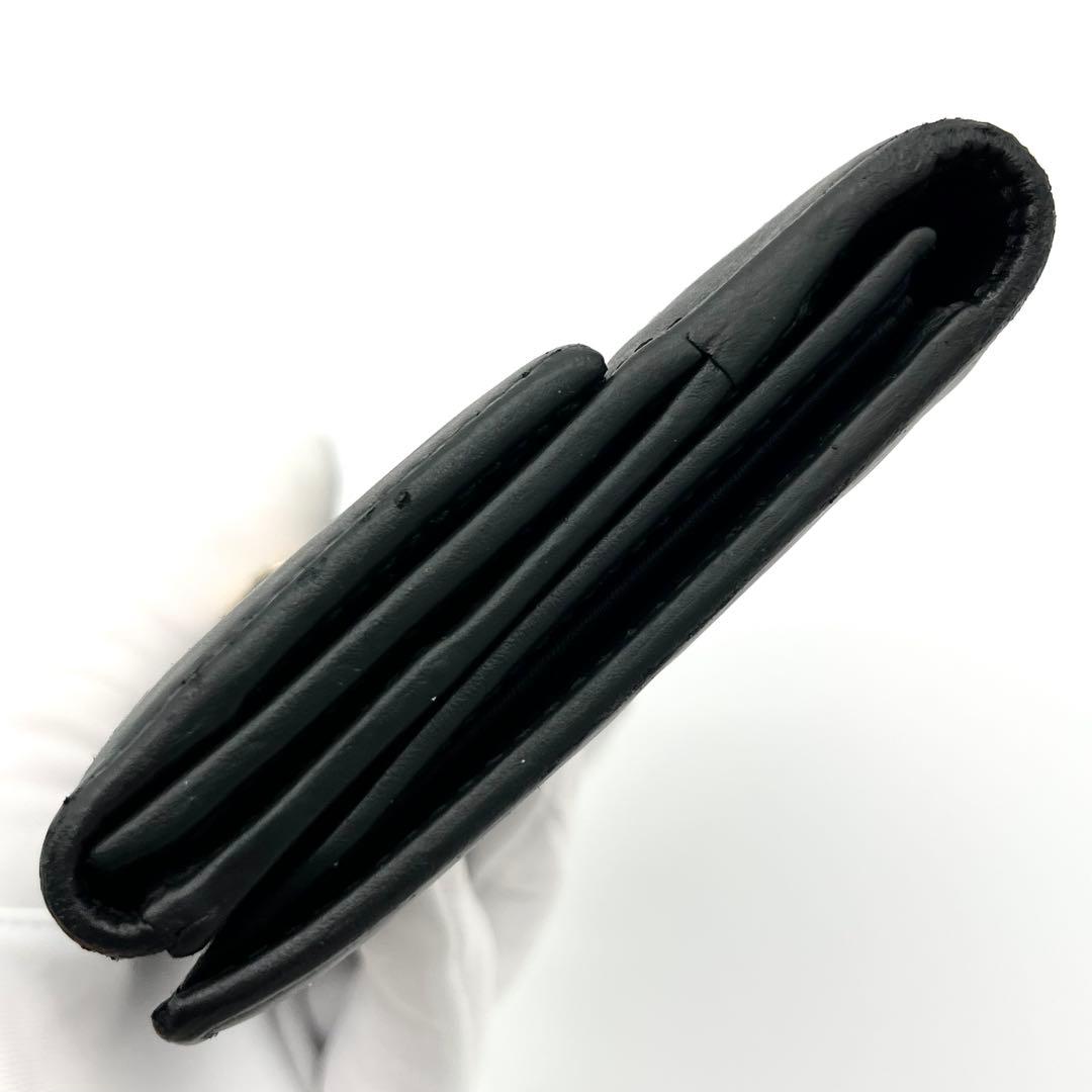 【美品】GUCCI 長財布　二つ折り　グッチシマ　レザー　ブラック　プレート