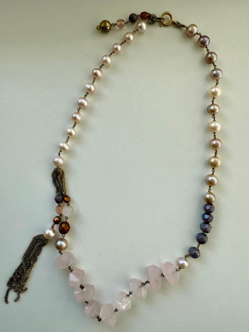 ゆ*み様 美品ドナテラペリーニ　ピンク系半貴石　パールネックレス　pellini