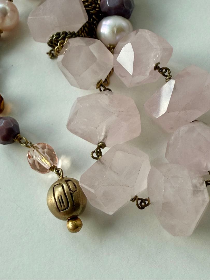 ゆ*み様 美品ドナテラペリーニ　ピンク系半貴石　パールネックレス　pellini