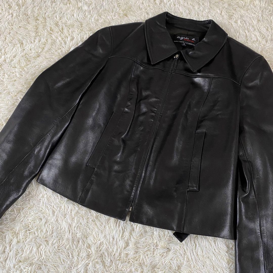 【美品】アニエスベー スペシャル シングル ラムレザージャケット　黒　サイズ２