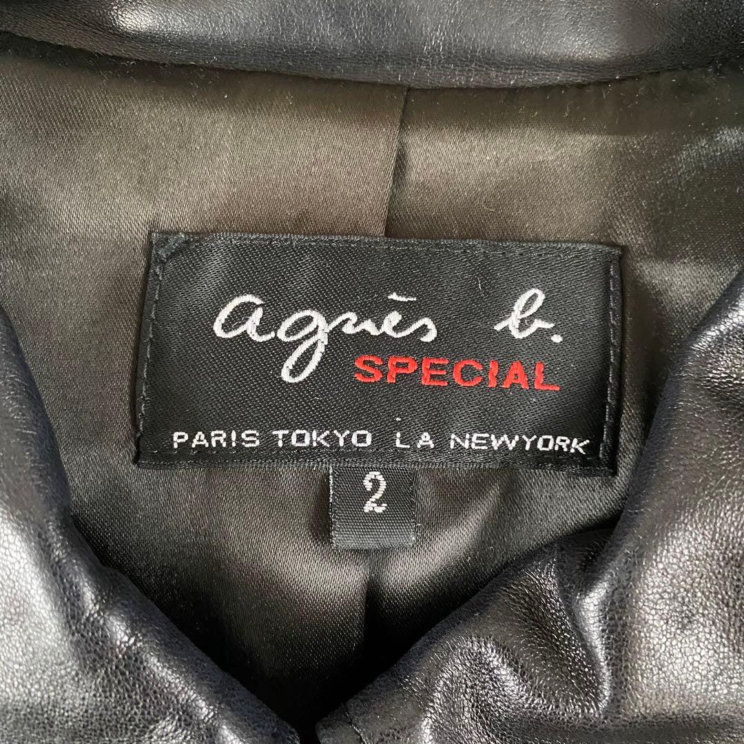 【美品】アニエスベー スペシャル シングル ラムレザージャケット　黒　サイズ２