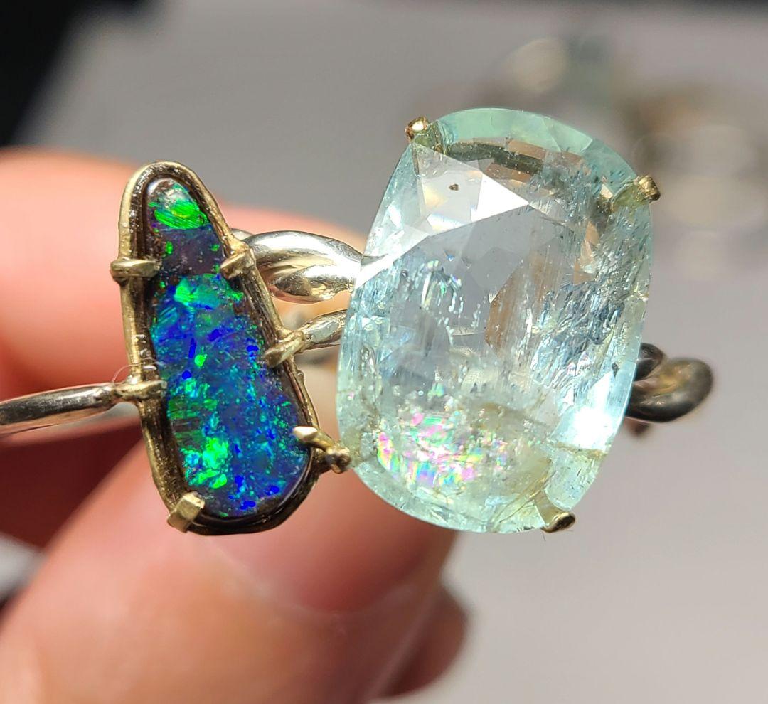 ミラノレインボーインクル入り★非加熱アクアマリン★オーダー