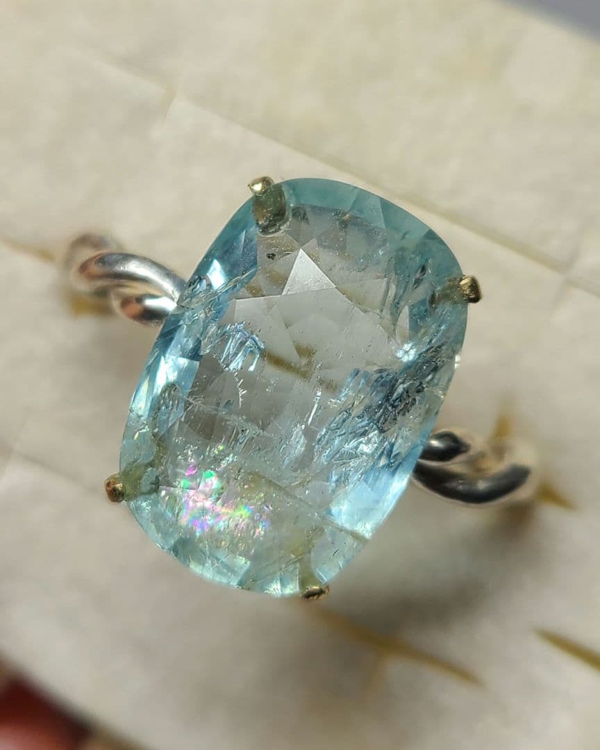 ミラノレインボーインクル入り★非加熱アクアマリン★オーダー