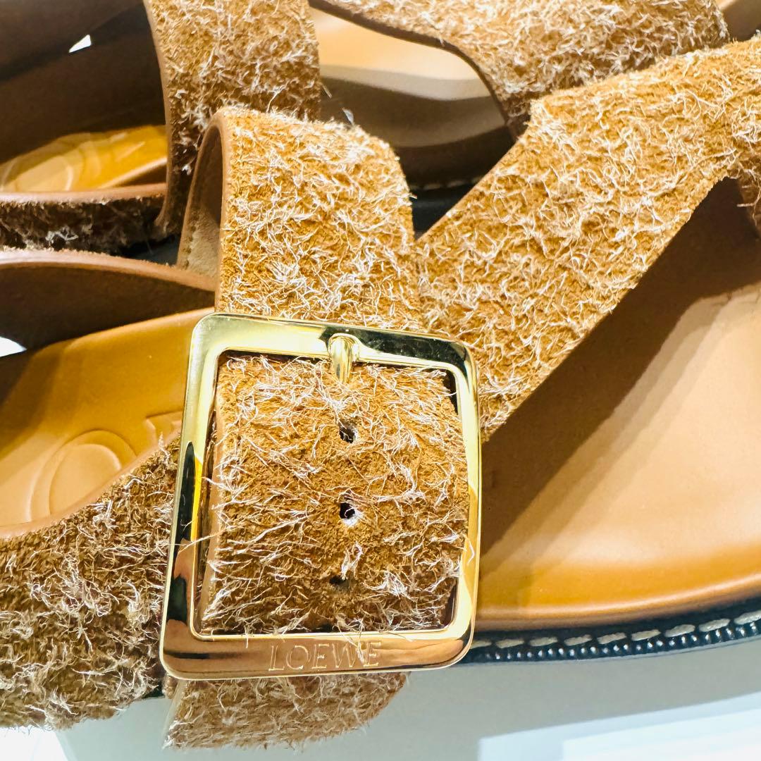LOEWE ロエベ イーズ　スエードレザー　ヒールサンダル　ブラウン