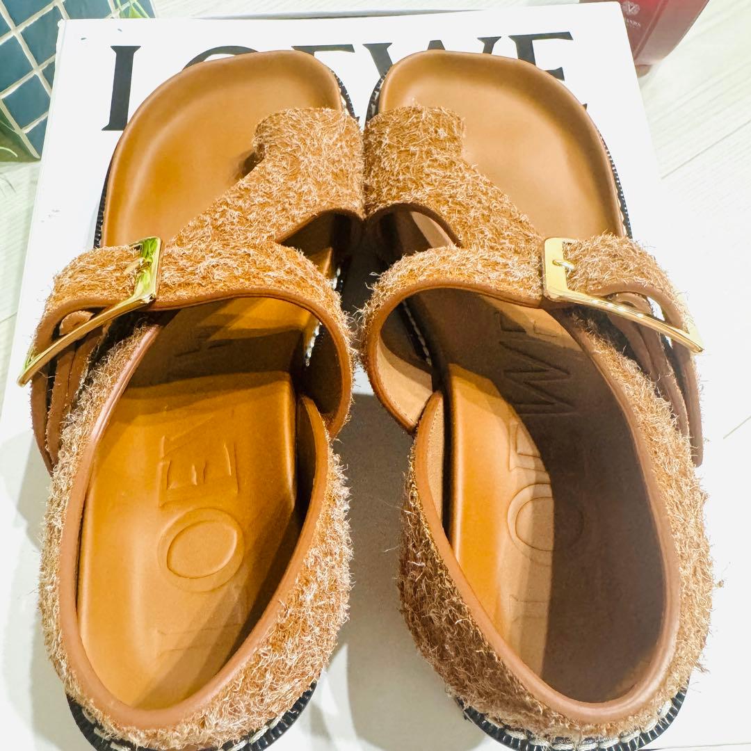 LOEWE ロエベ イーズ　スエードレザー　ヒールサンダル　ブラウン