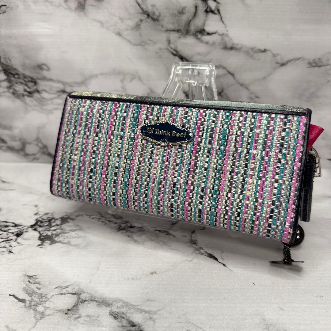 (未使用タグ付)大人気、シンクビー、長財布、L字ジップ、花柄刺繍、ツイード、高級