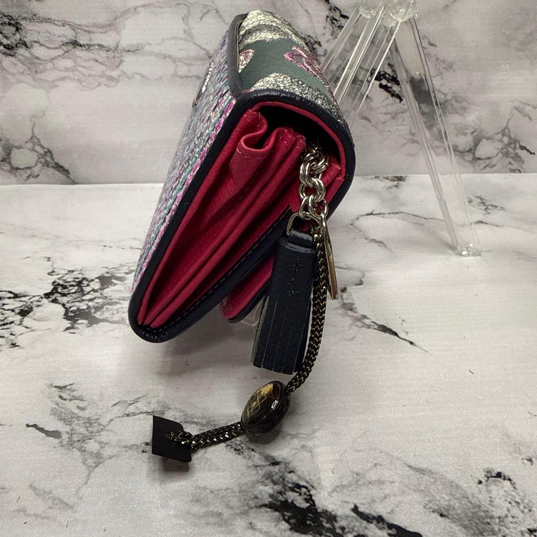 (未使用タグ付)大人気、シンクビー、長財布、L字ジップ、花柄刺繍、ツイード、高級