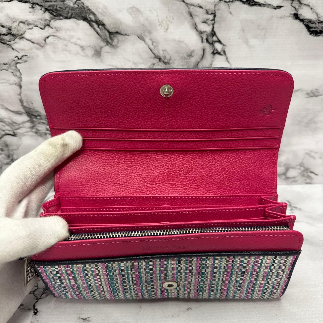 (未使用タグ付)大人気、シンクビー、長財布、L字ジップ、花柄刺繍、ツイード、高級