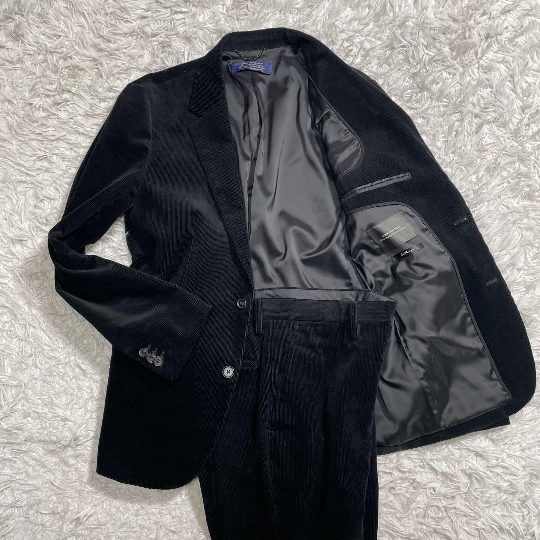 ナノユニバース　ダメリーノ コーデュロイ　スーツ　セットアップ　ブラック　L