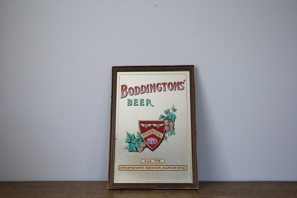 英国アンティークBoddingtonsパブミラー鏡ウォールミラー89-194-1
