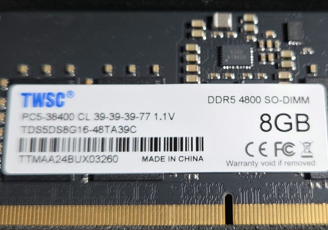 TWSC DDR5 4800 SO-DIMM 8GB✕2 メモリ