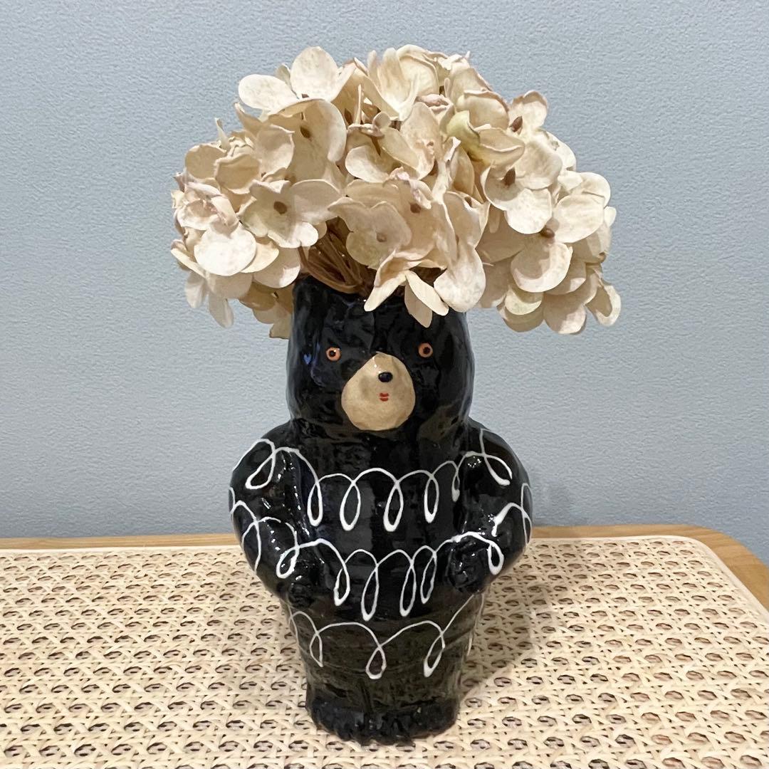 増田光 クマ フラワーベース 花瓶 オブジェ 陶器 花器