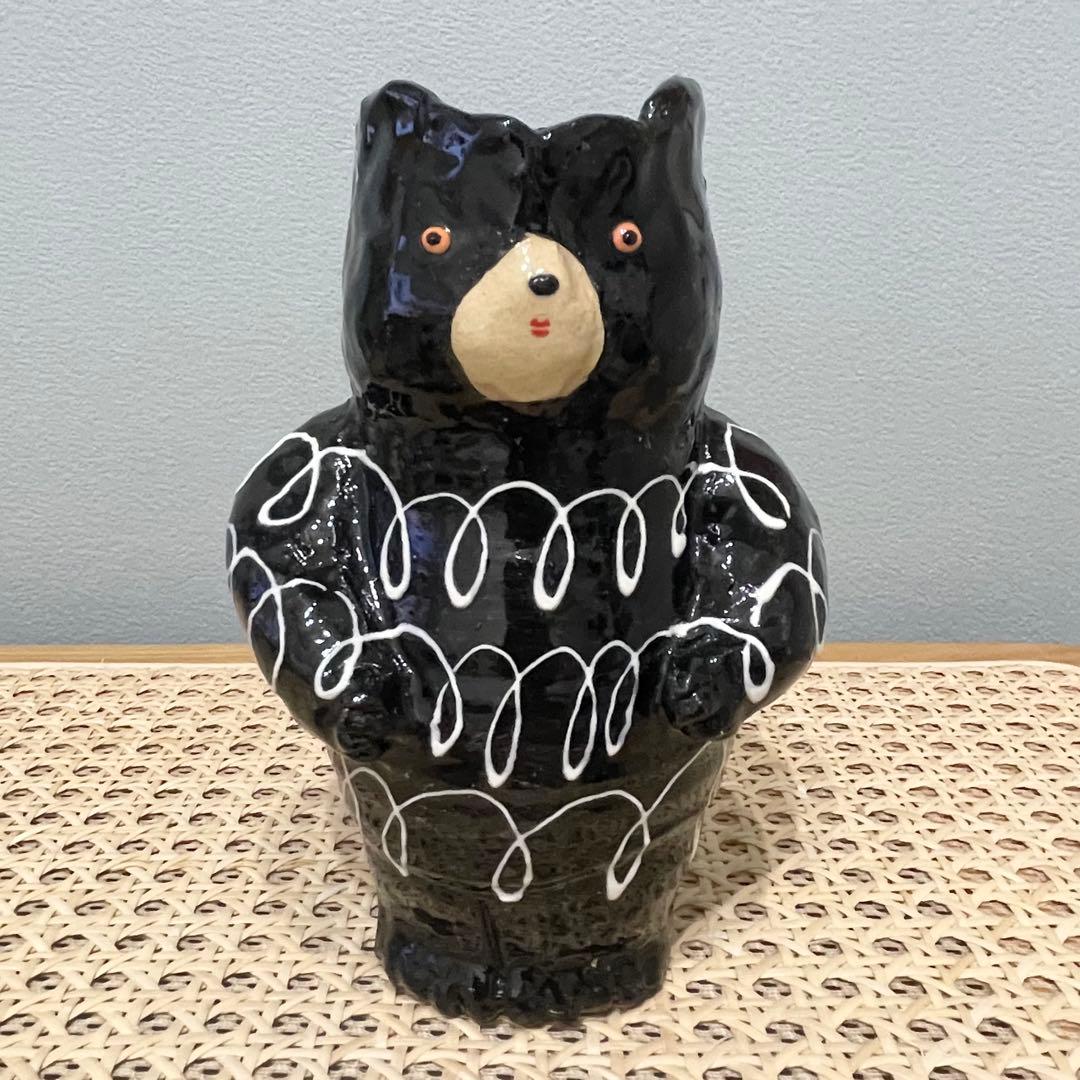 増田光 クマ フラワーベース 花瓶 オブジェ 陶器 花器