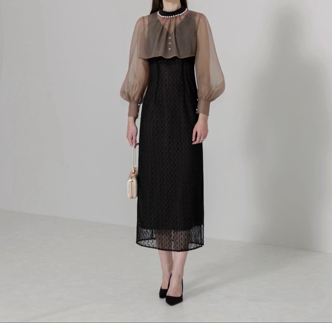 ～最終値下げLeja♡美品♡Sサイズパールネックパフスリーブボレロ格子レース