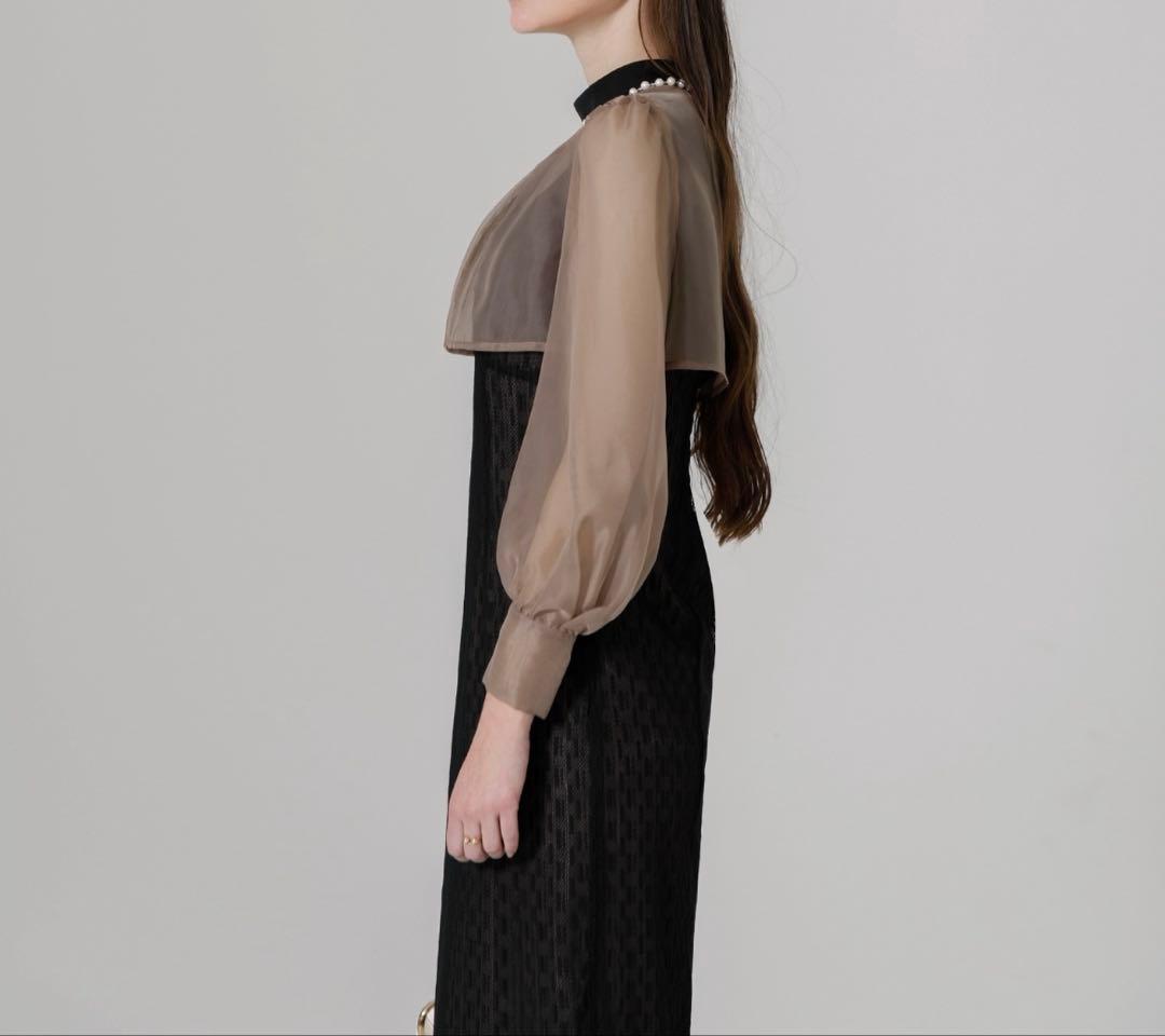 ～最終値下げLeja♡美品♡Sサイズパールネックパフスリーブボレロ格子レース