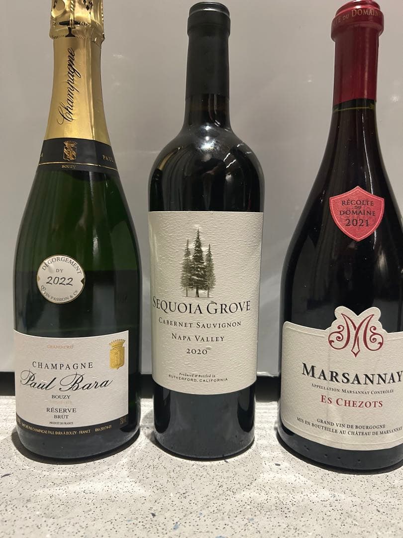 シャンパン、赤ワイン