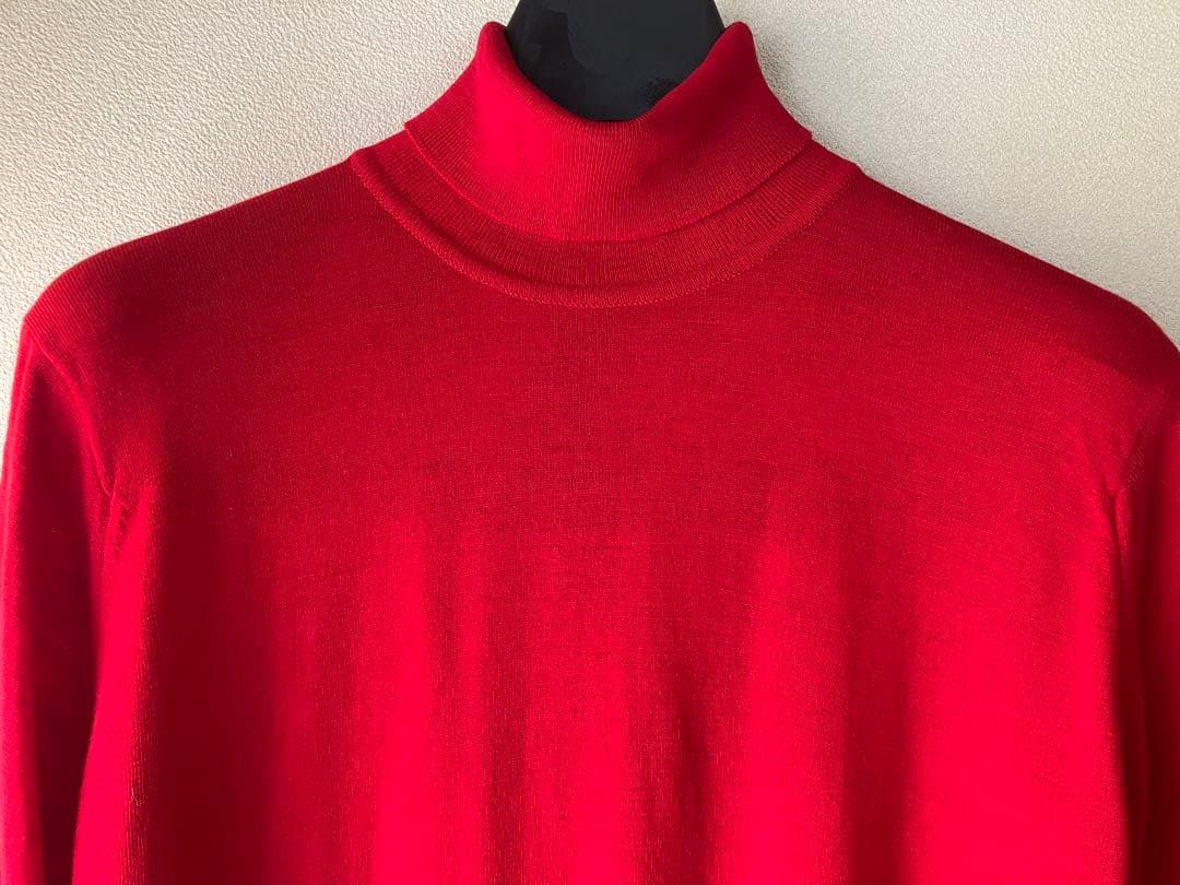 JOHN SMEDLEY ウール 30G タートルネックニット レッド S