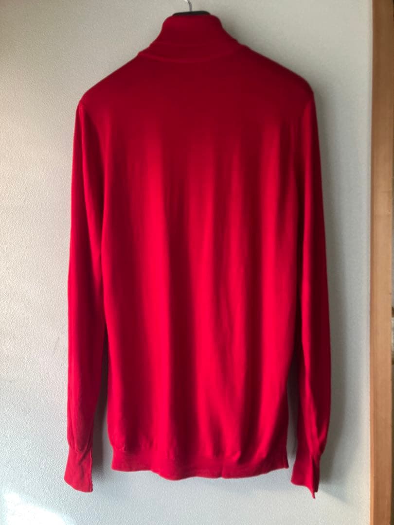 JOHN SMEDLEY ウール 30G タートルネックニット レッド S