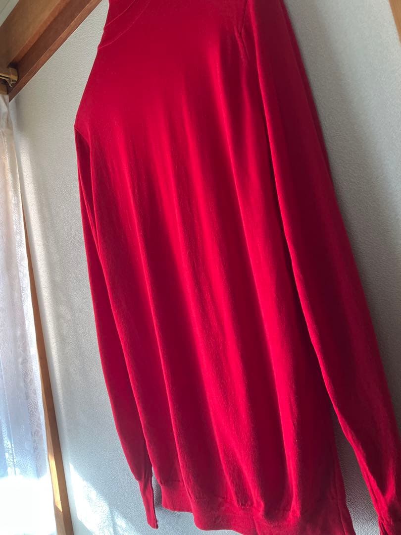 JOHN SMEDLEY ウール 30G タートルネックニット レッド S