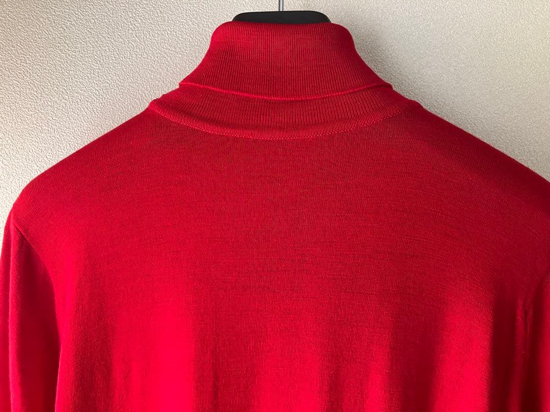 JOHN SMEDLEY ウール 30G タートルネックニット レッド S