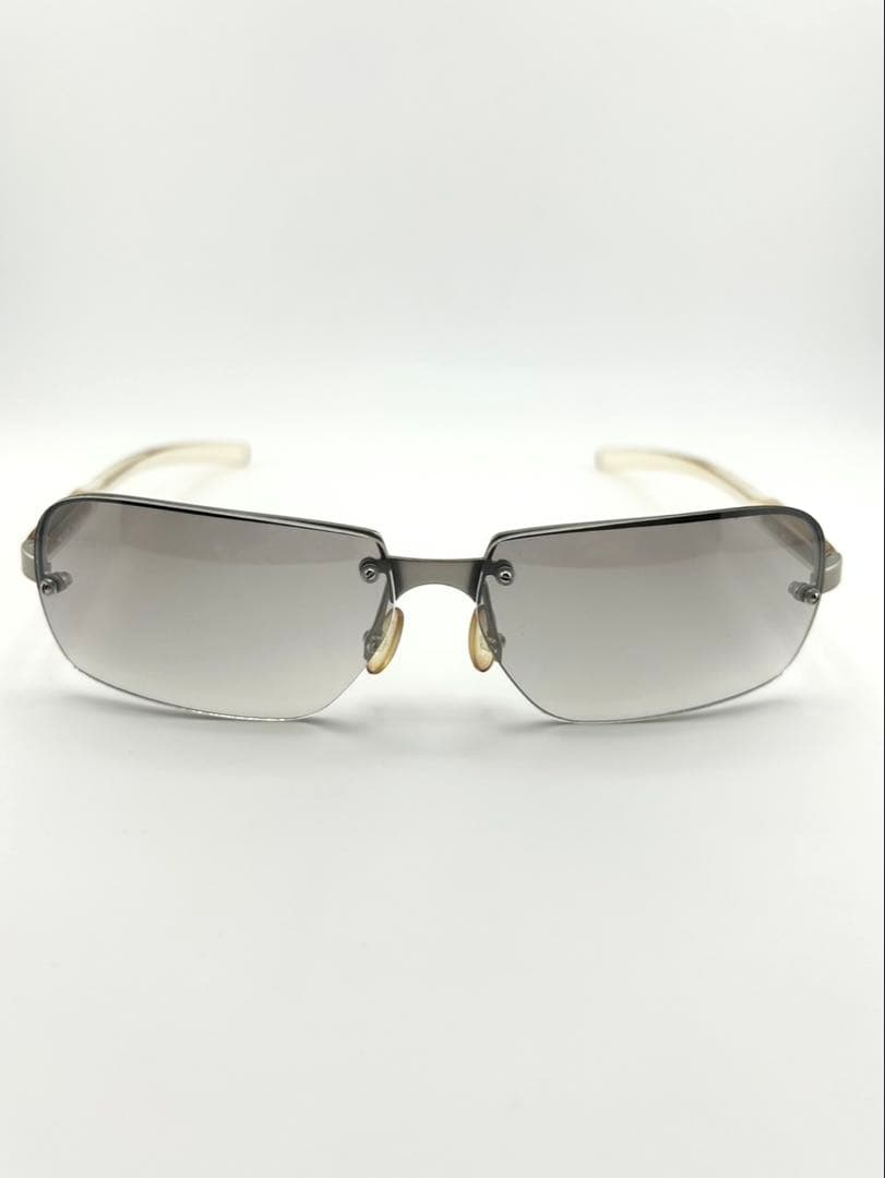 極美品・付属品完備✨　プラダ　サングラス　ハーフリム　スクエア　ロゴ刻印　Y2K