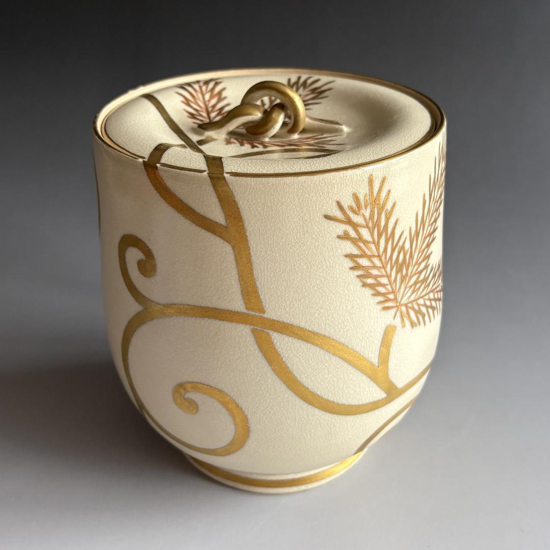 清閑寺釜　杉田祥平　色絵仁清松唐草画　水指　茶道具