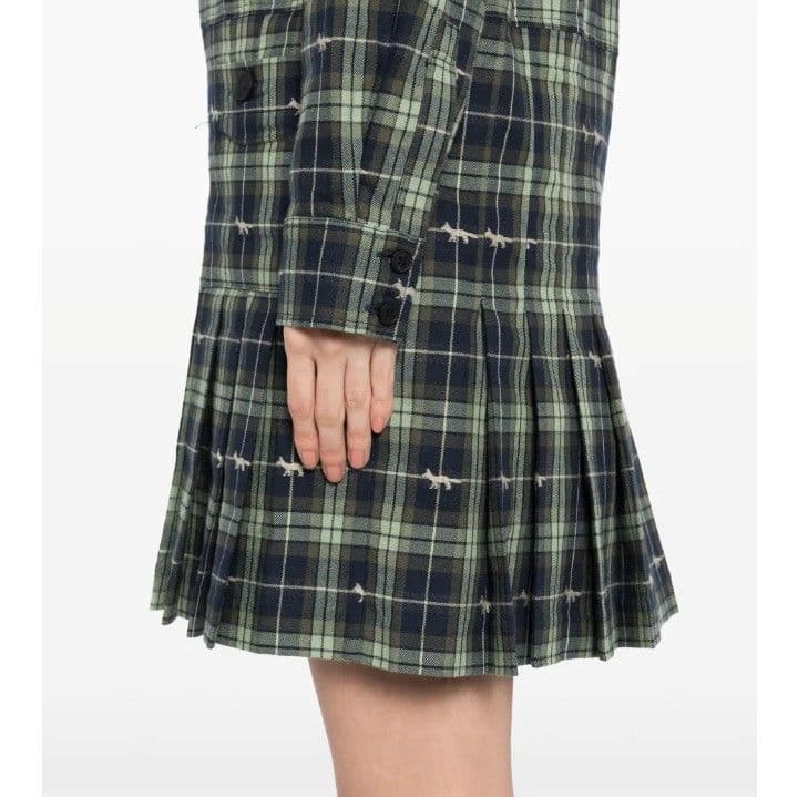 【未使用】Maison Kitsuné　プリーツ　格子柄　シャツワンピース