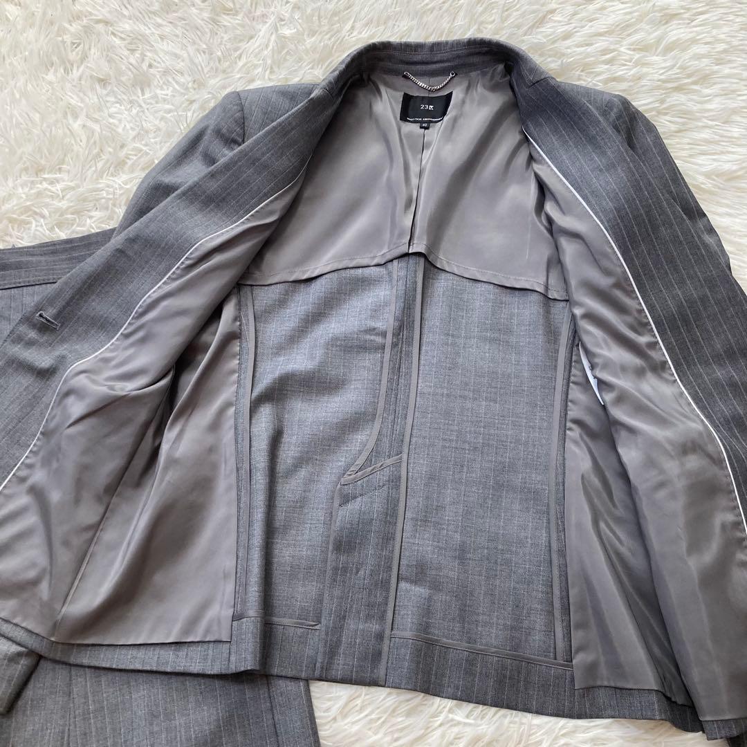 23区　スーツ　近年モデル　ジャケット　スカート　ストライプ　大きいサイズ　40