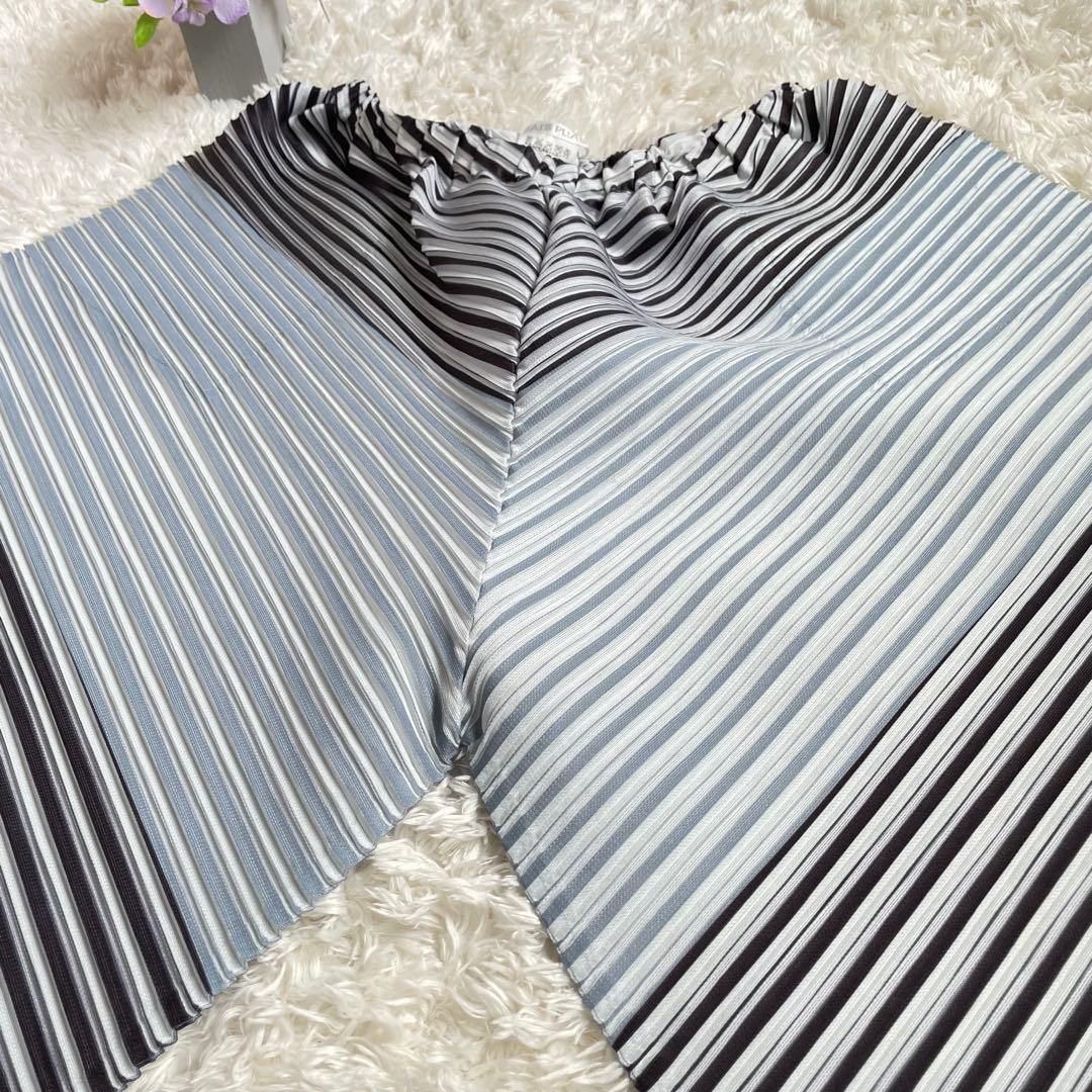 【極美品】プリーツプリーズ　ストライプ プリーツ ガウチョパンツ　サイズ5