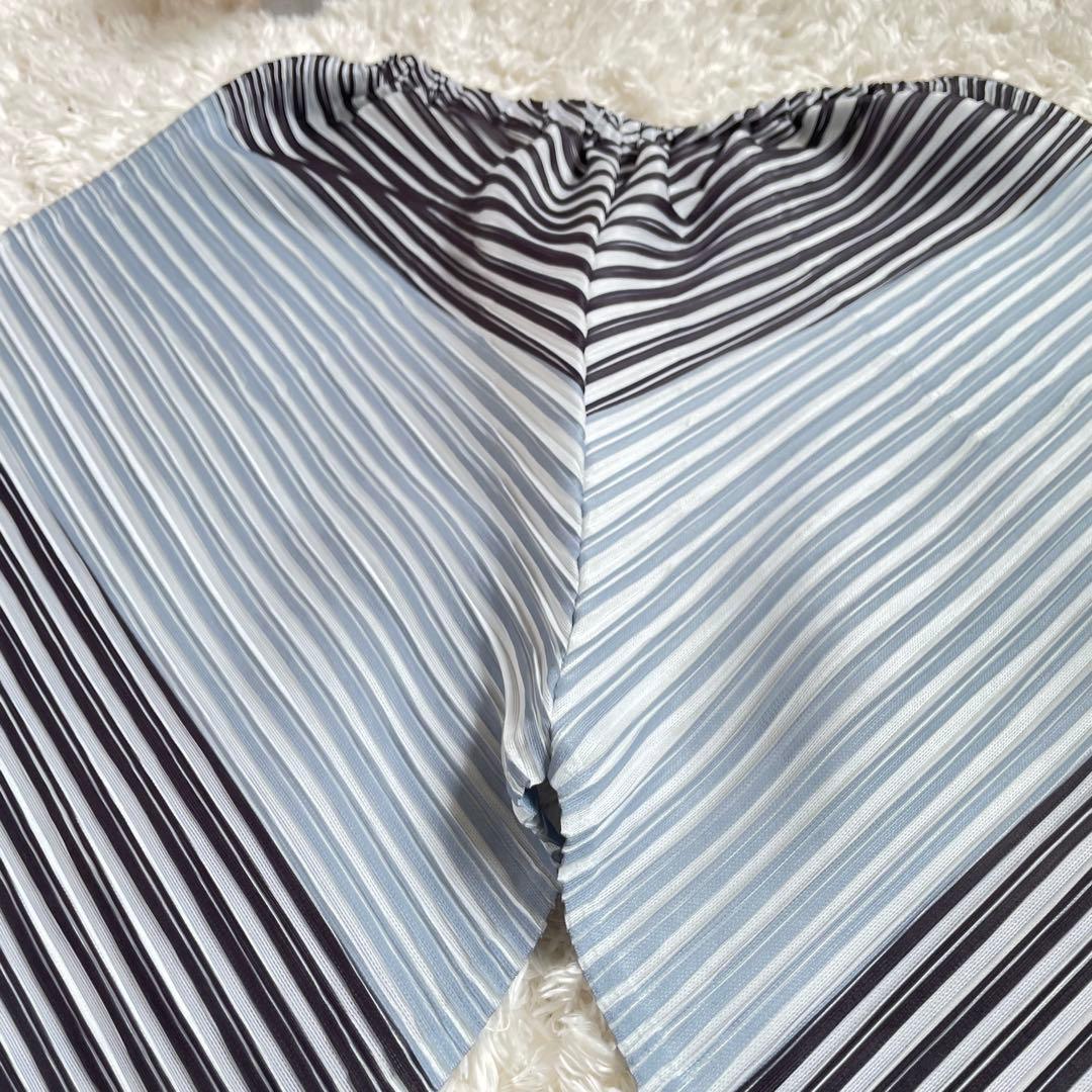 【極美品】プリーツプリーズ　ストライプ プリーツ ガウチョパンツ　サイズ5