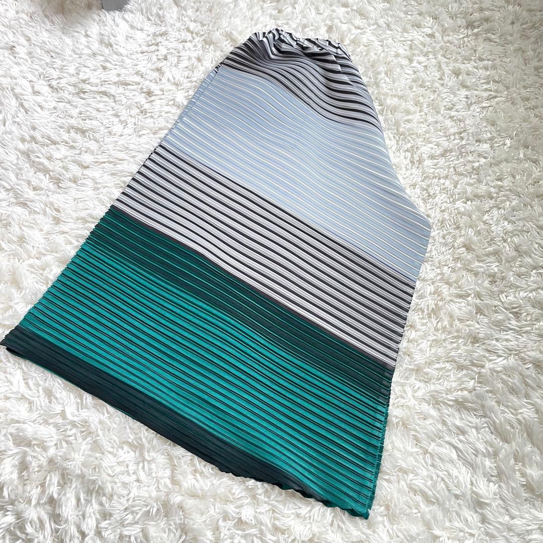 【極美品】プリーツプリーズ　ストライプ プリーツ ガウチョパンツ　サイズ5