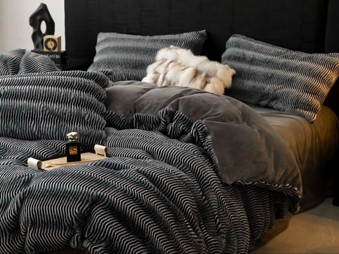 ミルクフリース寝具4点セット・AB面両面ふわふわ／冬用・キングサイズ