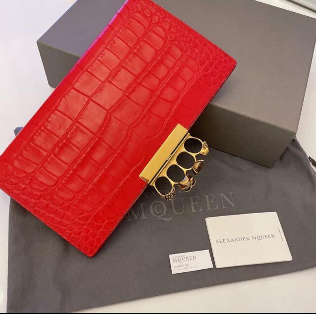 美品☆アレキサンダーマックイーン クロコ型押し クラッチバッグ