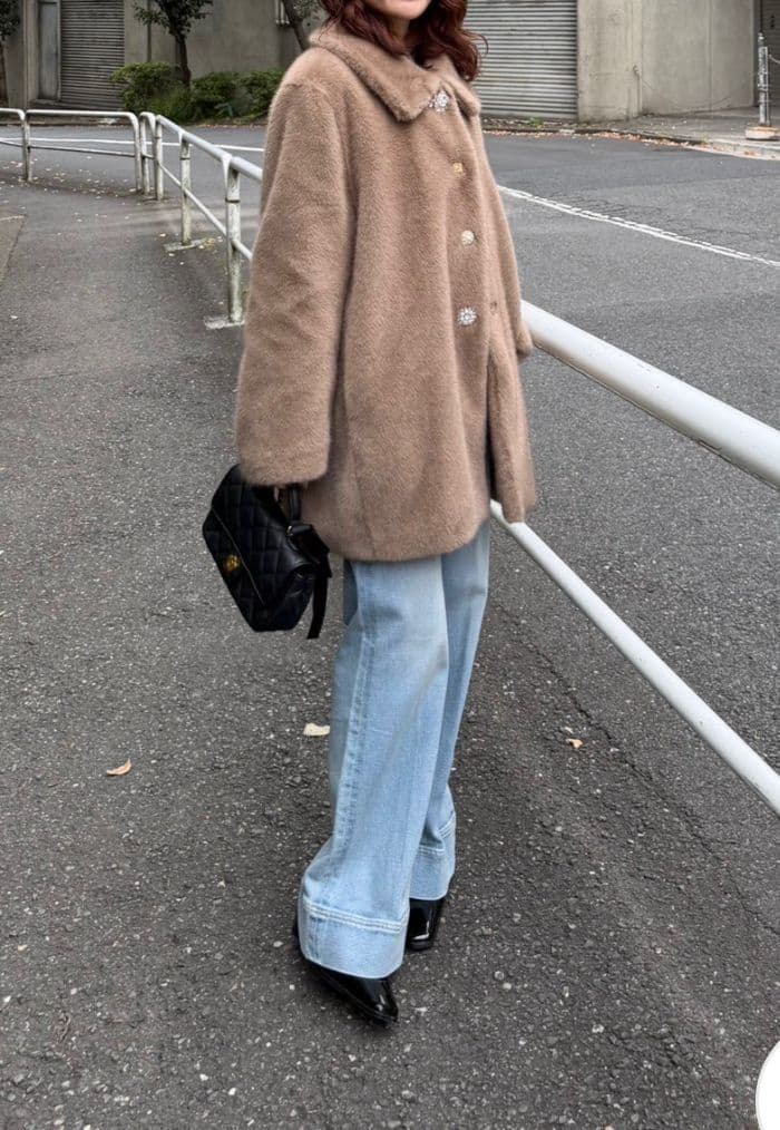 【LILY BROWN×MARY QUANT】デイジービジュー釦ファーコート