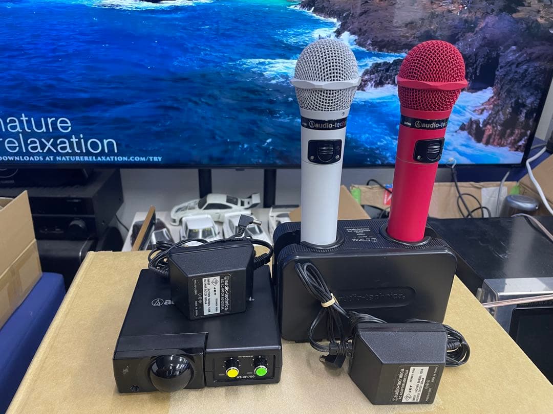 audio-technica ワイヤレスマイクセット 赤白