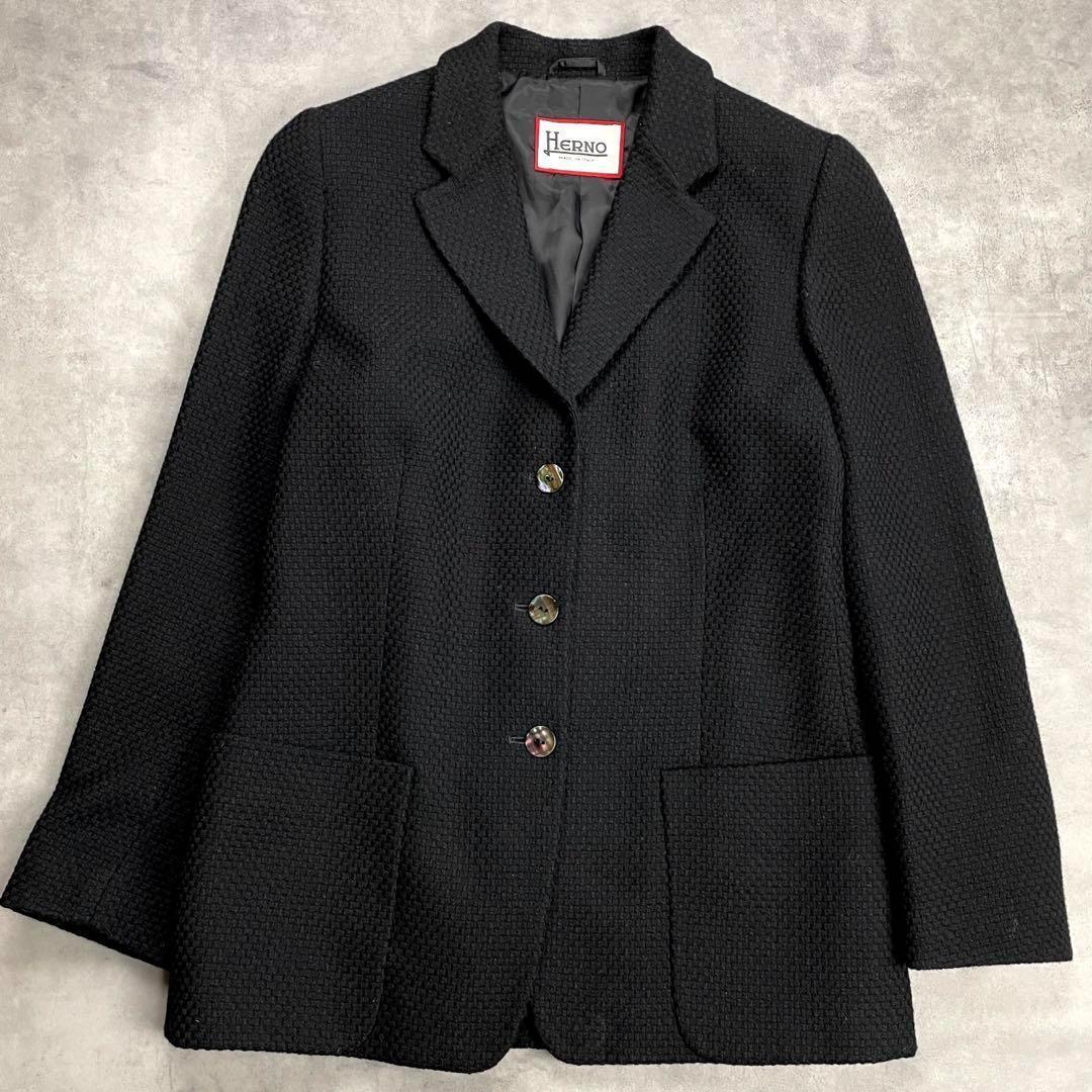 美品　HERNO　テーラードジャケット　ブラック　カシミア混　40　イタリア製