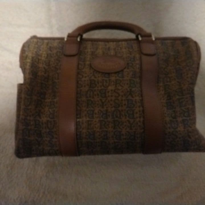 ビンテージバーバリ ブラウンキャンバスハンドバッグ