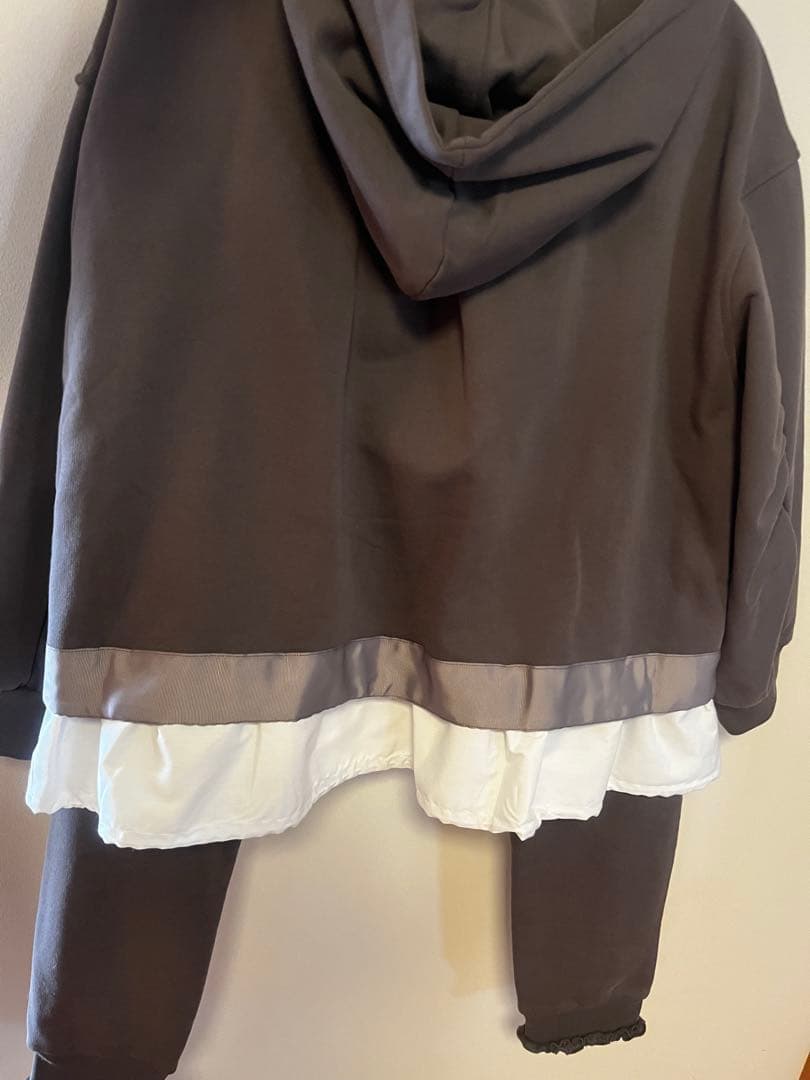 ダークブラウン フード付き パーカー セット
