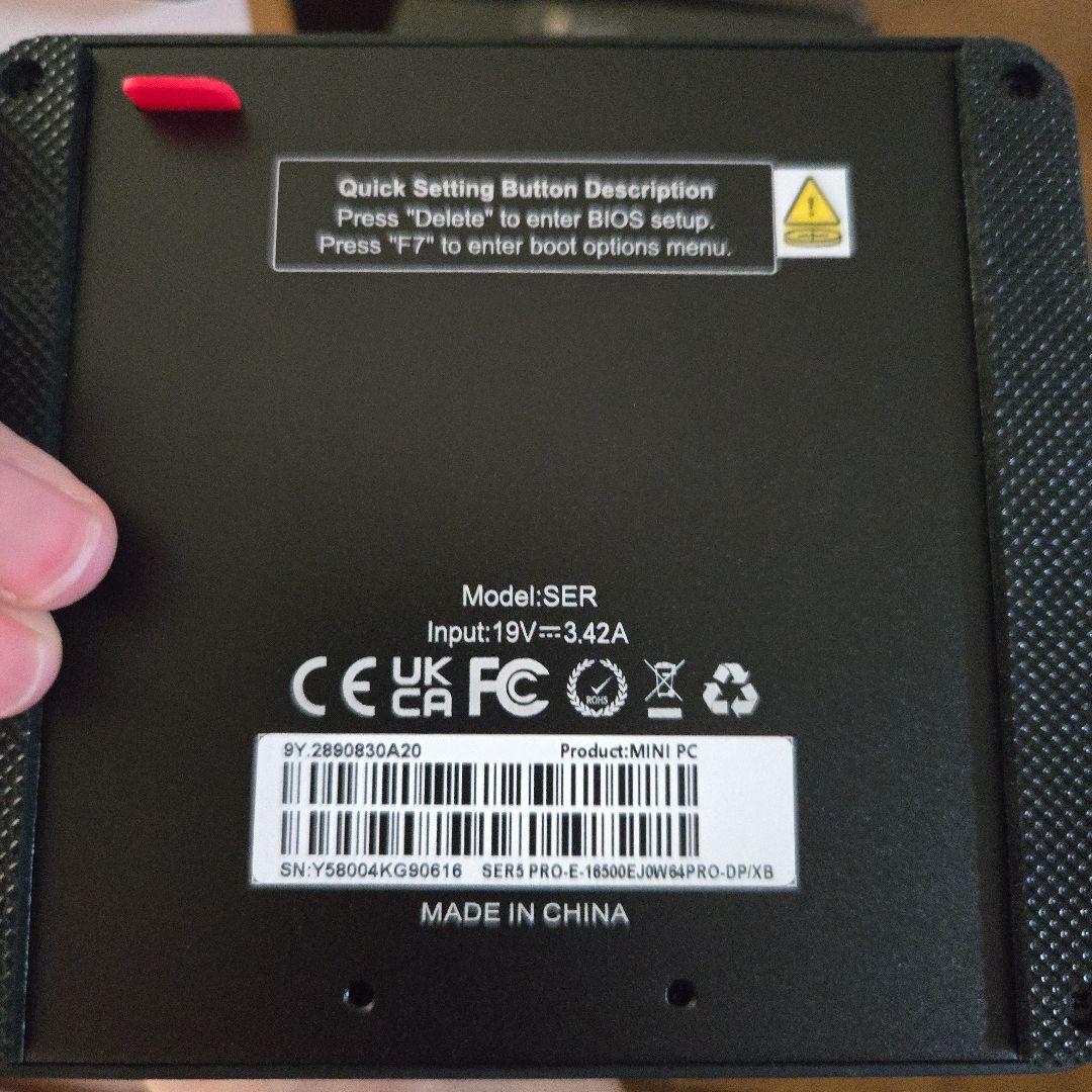 ミニPC SER SERIES MINI PC AMD Ryzen 7 5800H