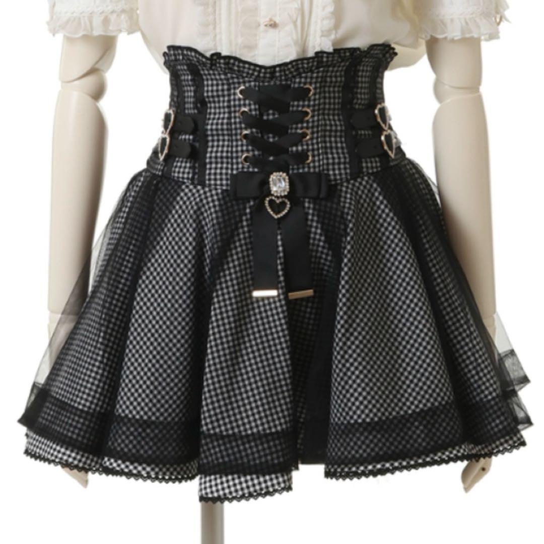 LIZLISA ‪‪❤︎‬ レースアップコルセットライクスカパン グレー