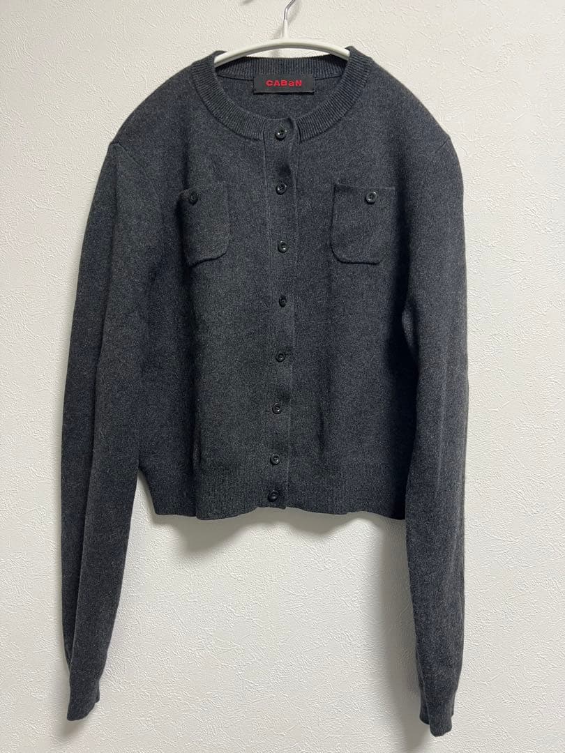 CABaN コットンカシミヤクルーネックカーディガン チャコールグレー XS