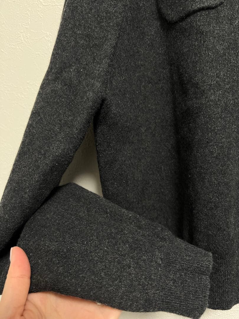 CABaN コットンカシミヤクルーネックカーディガン チャコールグレー XS