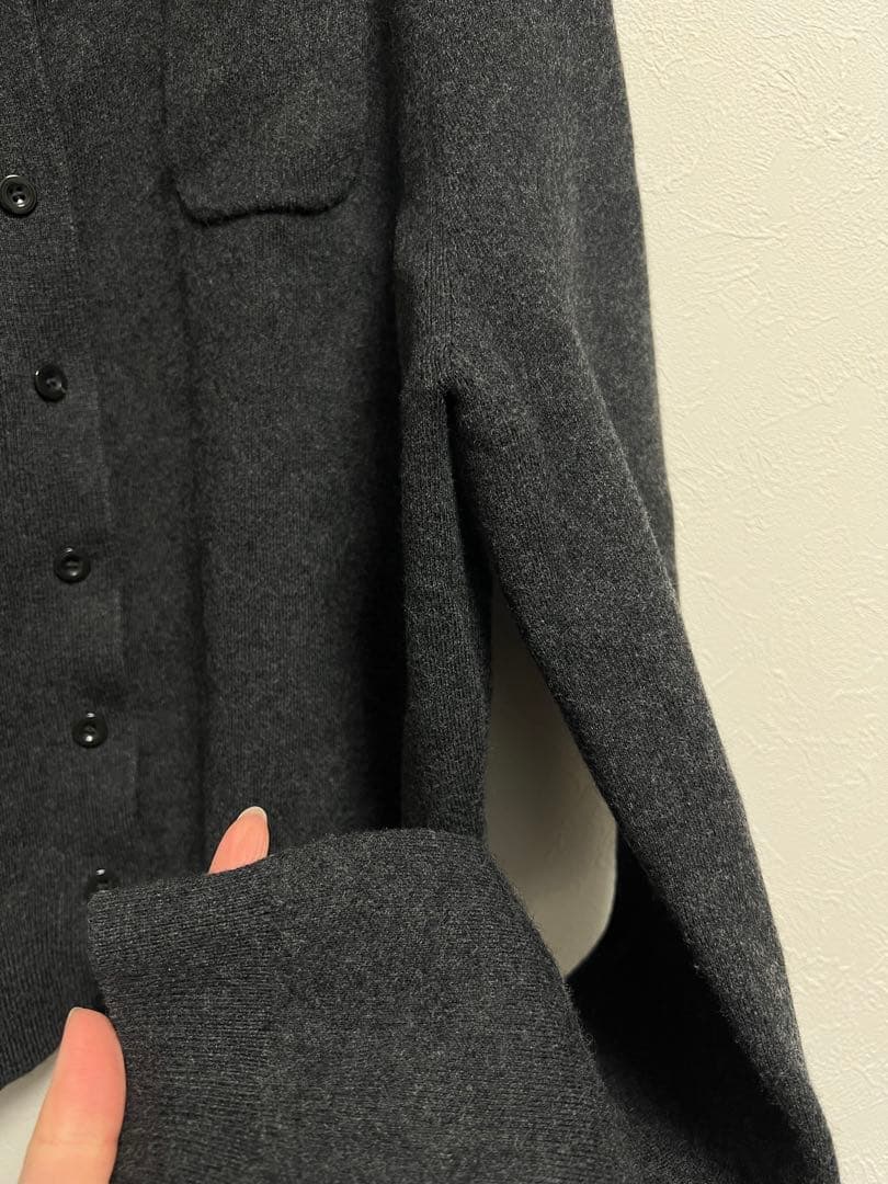 CABaN コットンカシミヤクルーネックカーディガン チャコールグレー XS