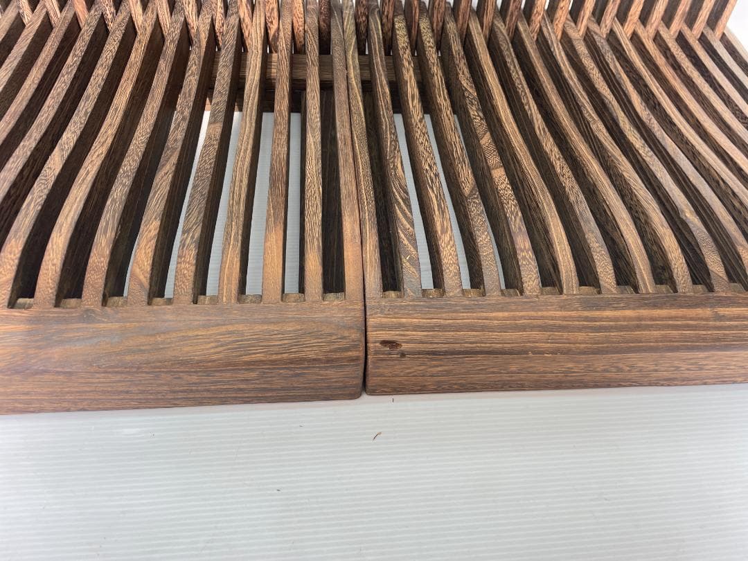 木製座椅子 折りたたみ 軽量桐材 2脚セット　格子 和座敷 昭和レトロ