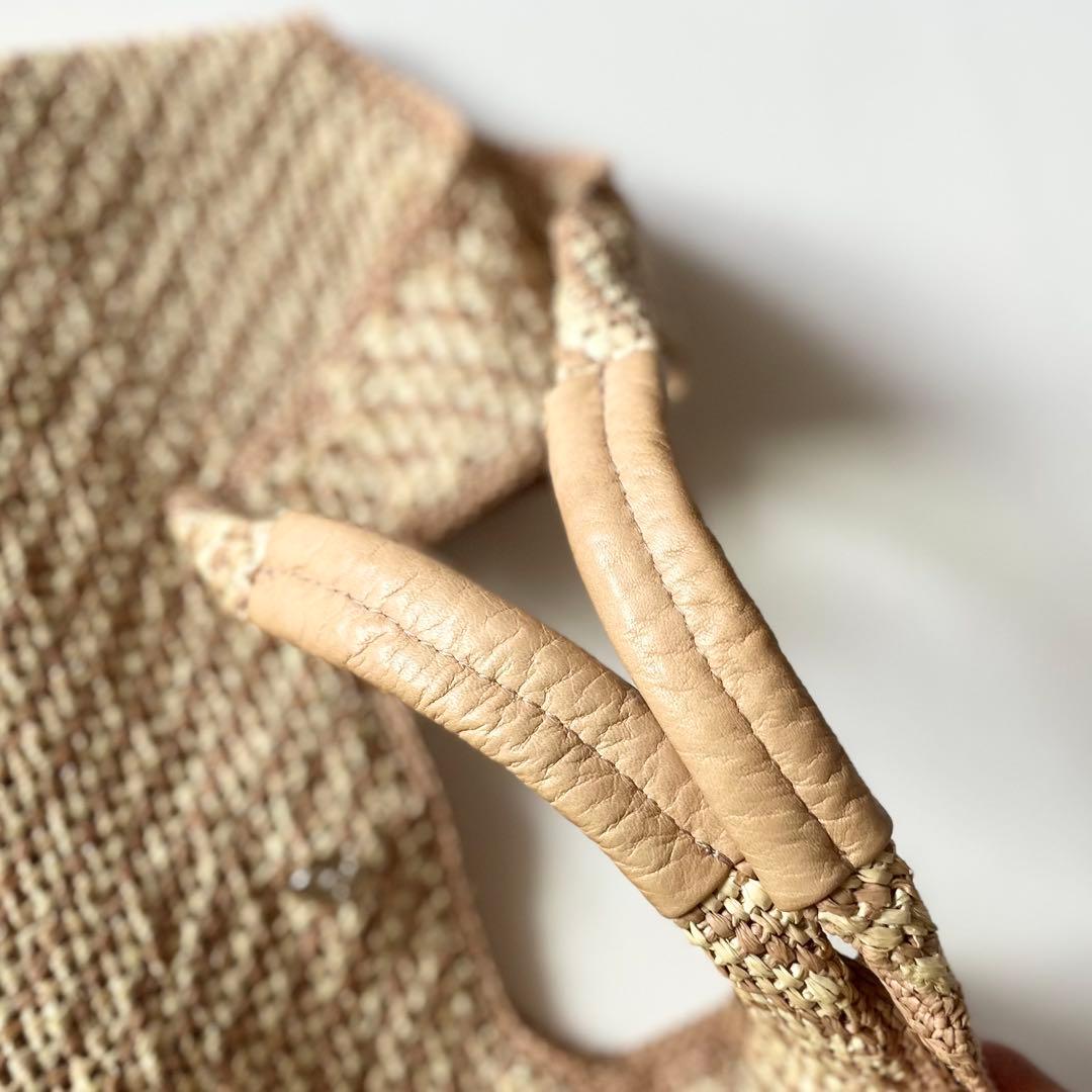 ヘレンカミンスキー　ラフィア　かごバッグ　トートバッグ　大容量　レザー　肩掛け