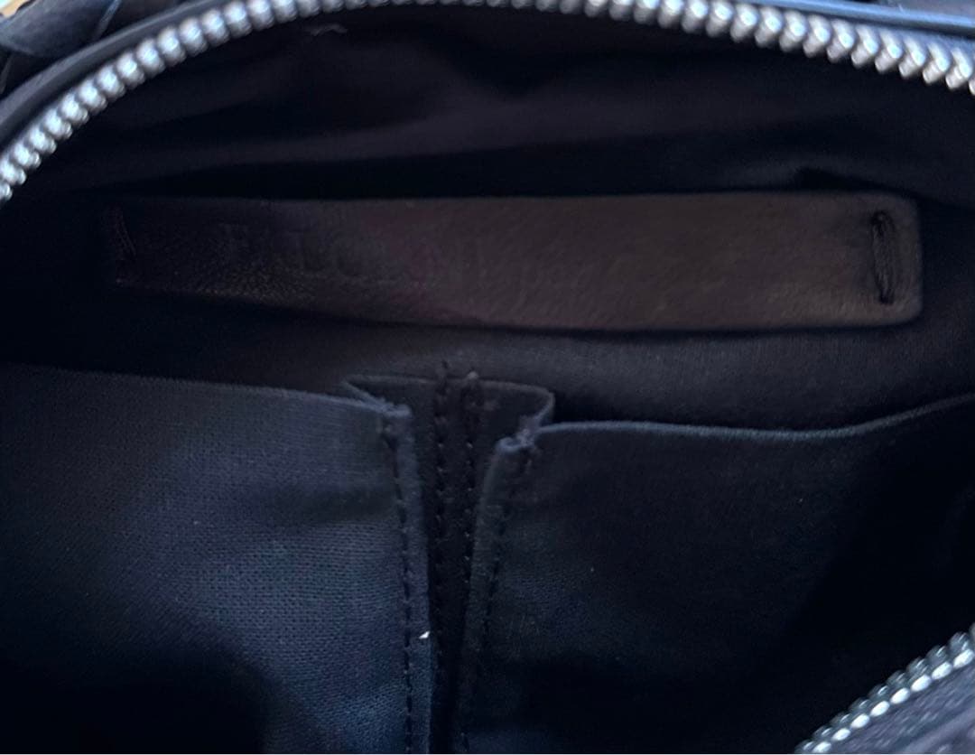 専用品FALORNI イントレチャート ブラック レザー 2WAYハンドバッグ