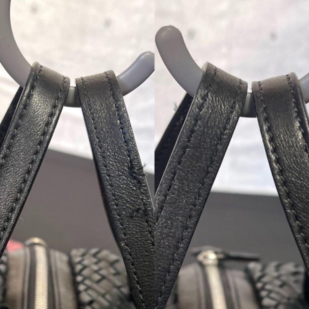 専用品FALORNI イントレチャート ブラック レザー 2WAYハンドバッグ