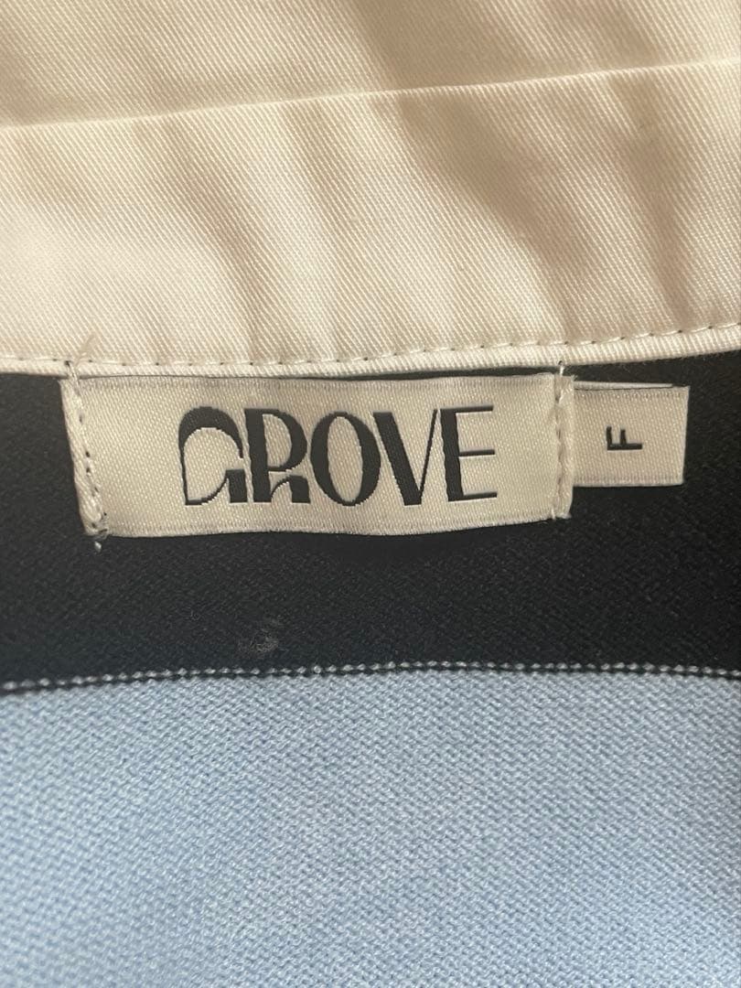 トップス GRVR GROVE MIA STRIPE COLLAR KNIT BK/BL