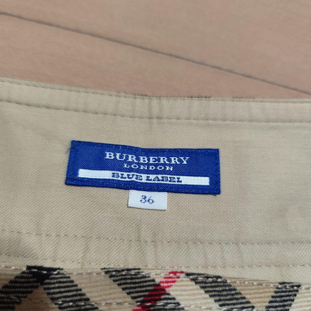 バーバリー ロンドン ノバチェック ベルト バックプリーツミニスカート 36